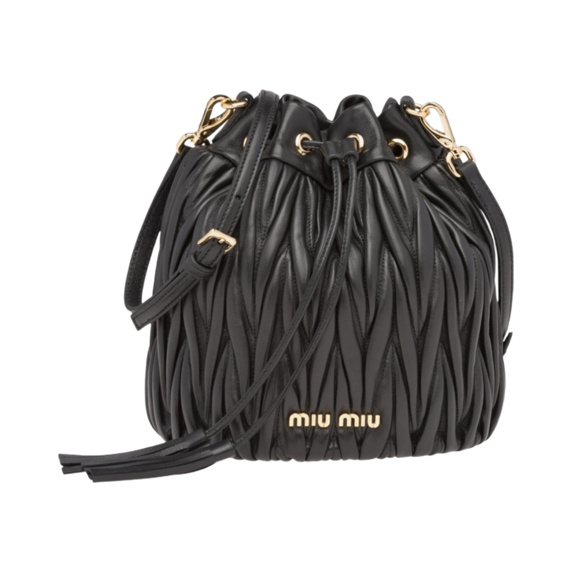 미우 미우 마테라쎄 가죽 버킷백 블랙(Miu Miu Matelasse Nappa Leather Bucket Bag Black) - 1