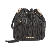 Miu Miu Matelasse Nappa Leather Bucket Bag Black