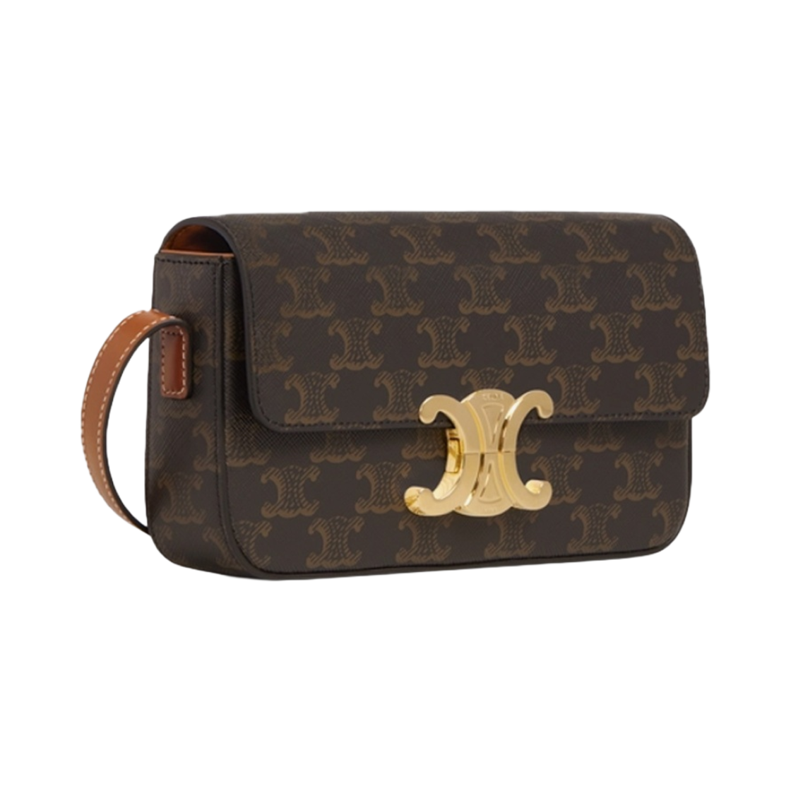 194142CUZ-04LU Celine Shoulder Bag Claude in Triomphe Canvas Calfskin Tan - #2