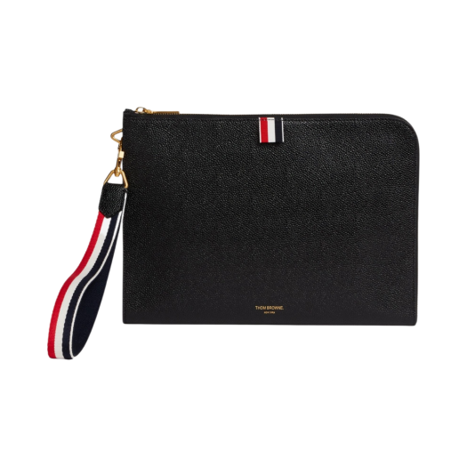MAC083A-00198-001 Thom Browne RWB Strap Medium Folio Clutch Black