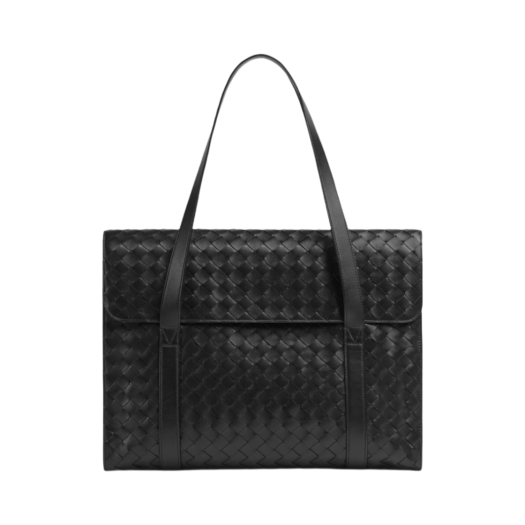 Bottega Veneta Intreccio Portfolio Briefcase Black