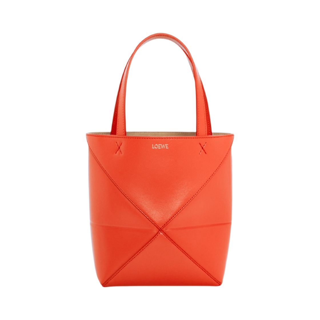 로에베 미니 퍼즐 폴드 토트백 샤이니 카프스킨 선라이즈 오렌지(Loewe Mini Puzzle Fold Tote Bag in Shiny Calfskin Sunrise Orange) - 1