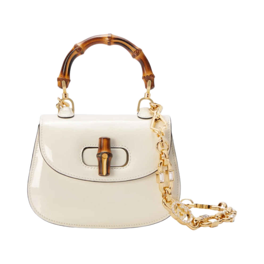 구찌 뱀부 1947 미니 탑 핸들백 화이트