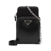 Prada Triangle Logo Phone Holder Crossbag Black