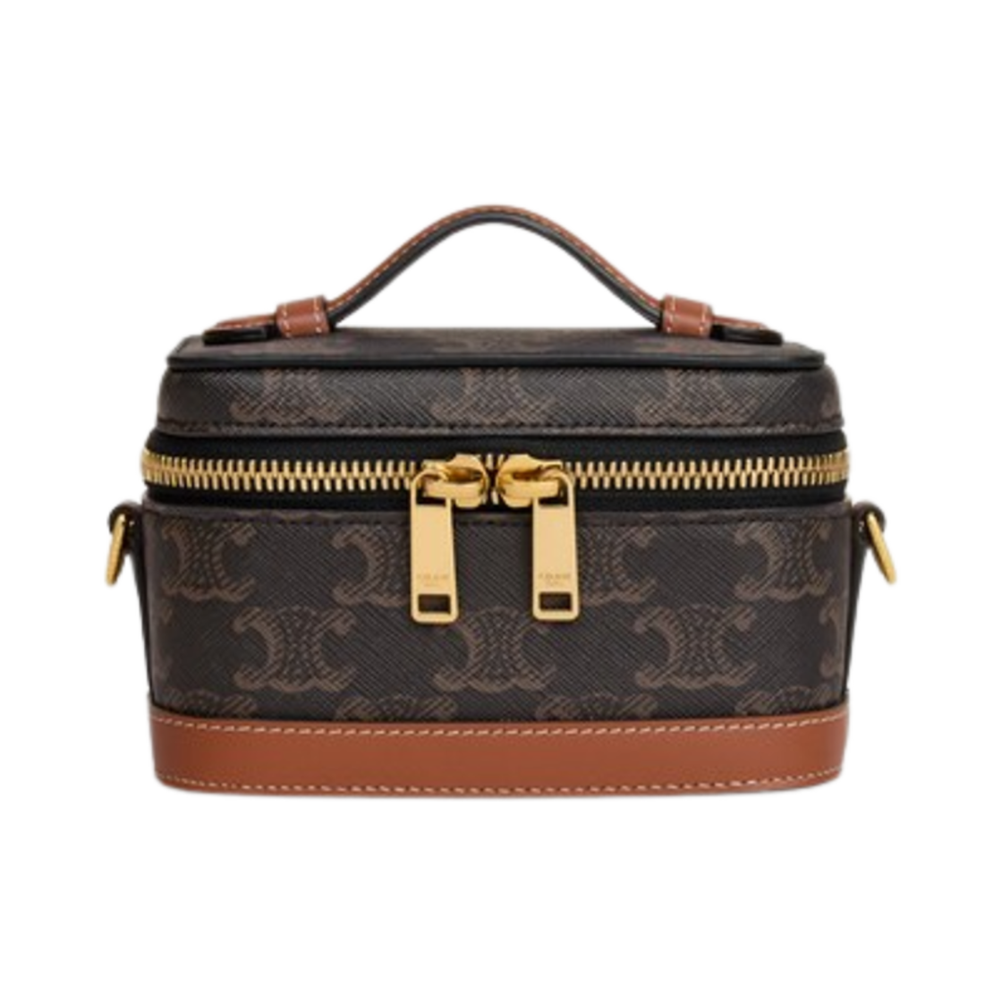 셀린느 트리옹프 캔버스 카프스킨 미니 베니티 백 탄