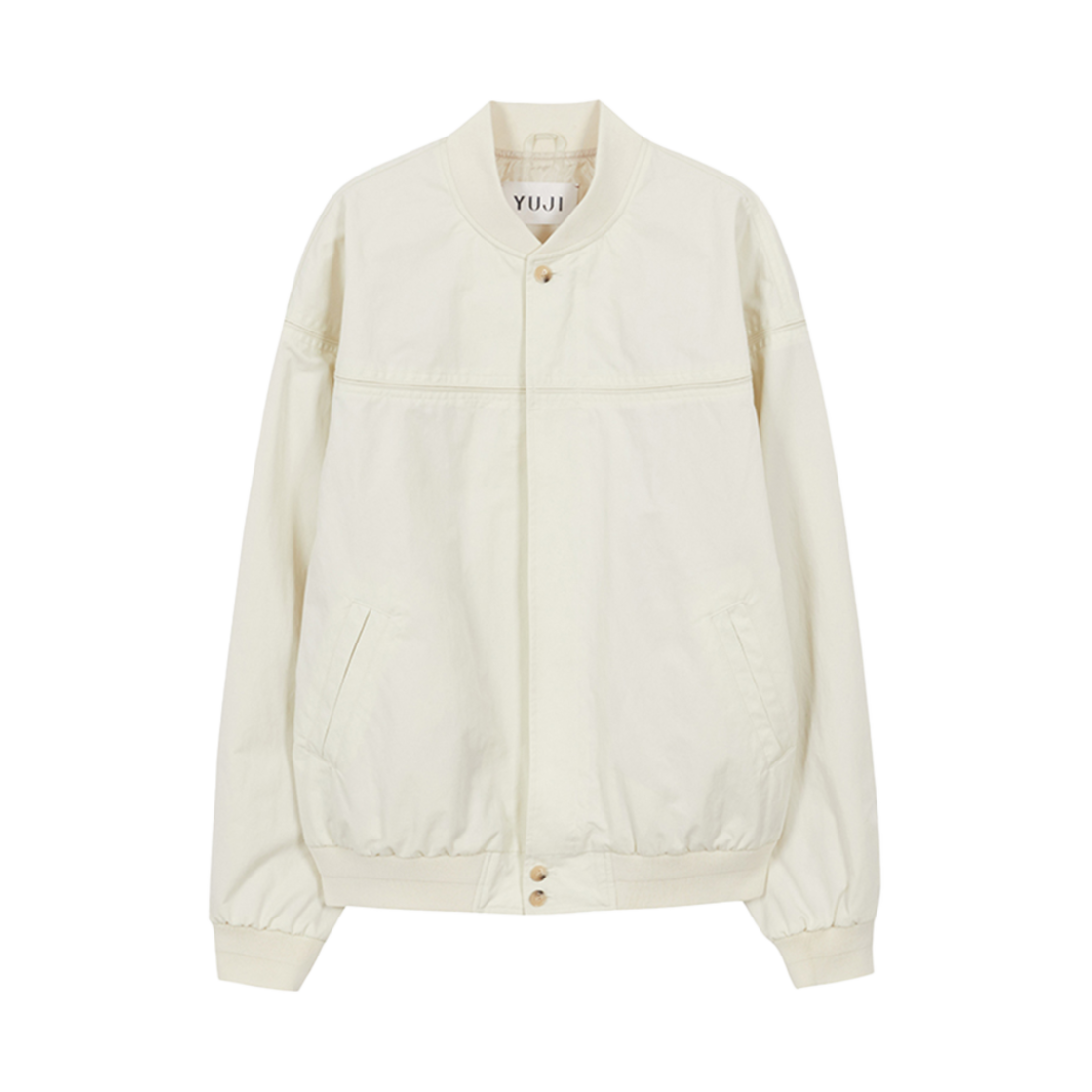 YJ-C01-JP007-U YUJI Piping Detail Bomber Jumper Unisex Ivory