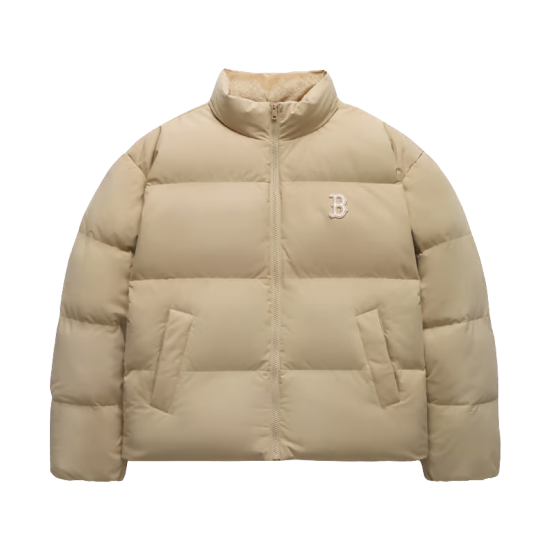 3ADJB1046-43SAS MLB Curve Puffer Jacket Boston Red Sox Sand