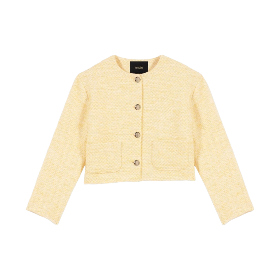 (W) 마쥬 크롭 트위드 자켓 옐로우((W) Maje Cropped Tweed Jacket Yellow)