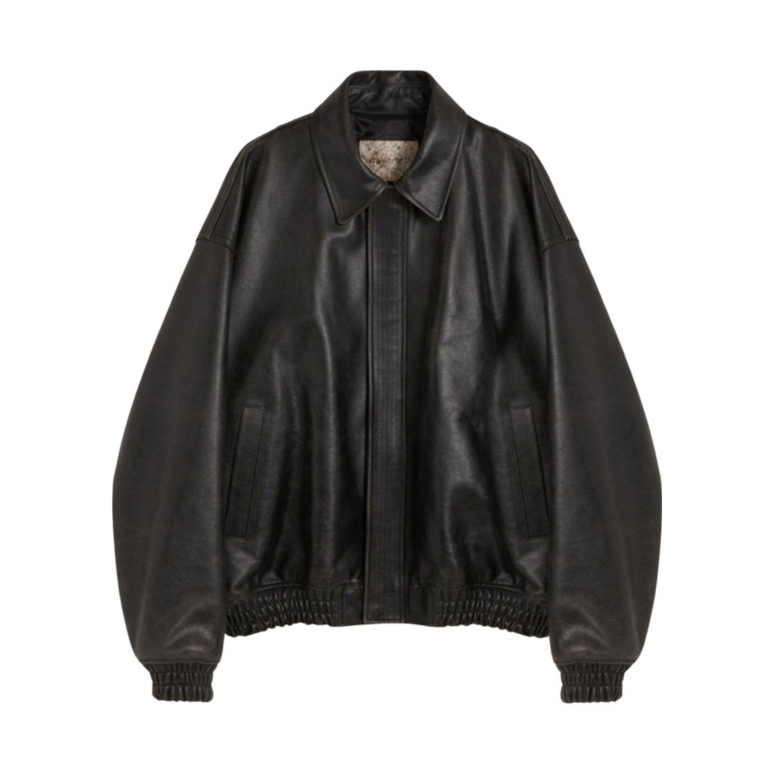에스티유 오버핏 레더 자켓 블랙