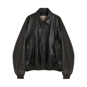 Stu Overfit Leather Jacket Black
