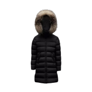 (Kids) Moncler Abelle Long Down Jacket Black
