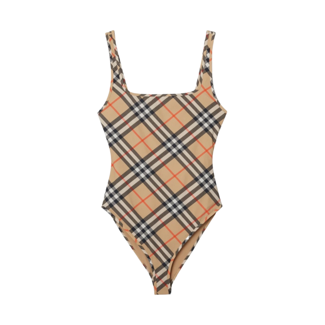 8089677 (W) Burberry Check Swimsuit Sand