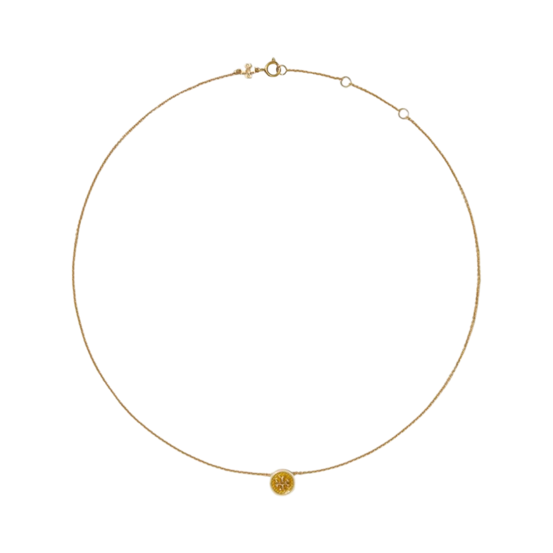 (W) 토리버치 키라 기요세 펜던트 네클리스 토리 골드 옐로우 뉴 아이보리((W) Tory Burch Kira Guilloche Pendant Necklace Tory Gold Yellow New Ivory) - 1