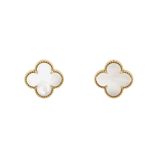 (W) Van Cleef & Arpels Magic Alhambra Earrings Yellow Gold Mother of Pearl