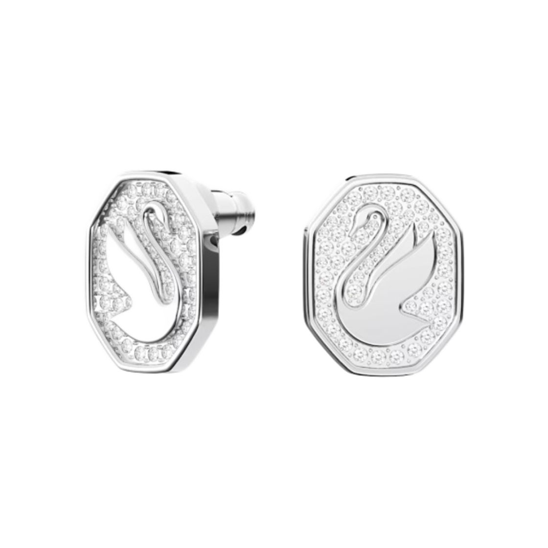 (W) 스와로브스키 시그넘 스터드 스완 이어링 화이트 로듐 플래팅((W) Swarovski Signum Stud Swan Earrings White Rhodium Plated) - 2