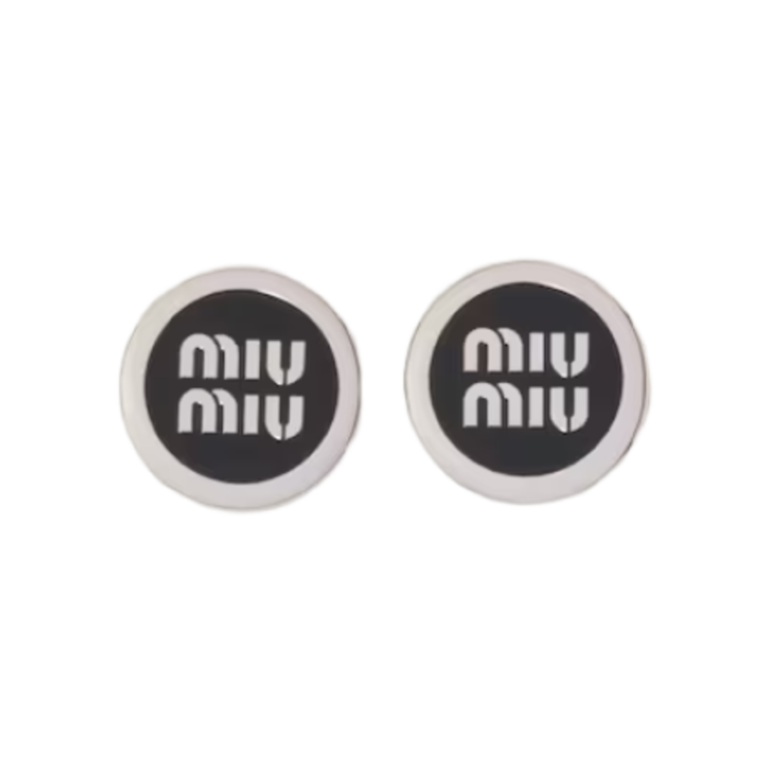 5JO912-2F6T-F0632 (W) Miu Miu Enameled Metal Earrings Black