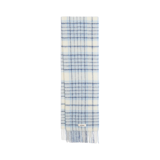 236AC572-5087-3CY Jacquemus L’echarpe Carro Le Chouchou Jacquard Check Scarf Light Blue