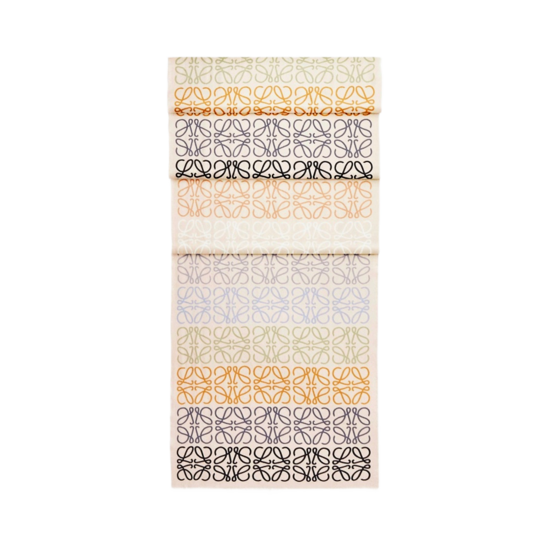 로에베 아나그램 라인 스카프 인 울 실크 앤 캐시미어 멀티컬러 카라멜(Loewe Anagram Lines Scarf In Wool Silk and Cashmere Multicolor Caramel)