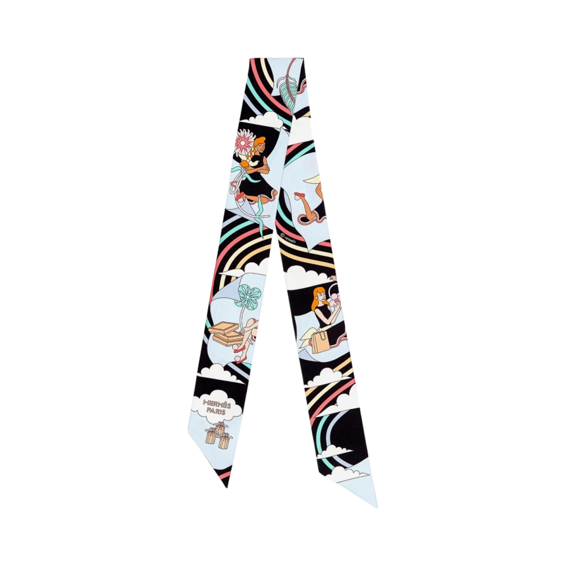 (W) 에르메스 까레 볼란트 트윌리 누아 씨엘 멀티꼴로르((W) Hermes Carres Volants Twilly Noir Ciel Multicolore)