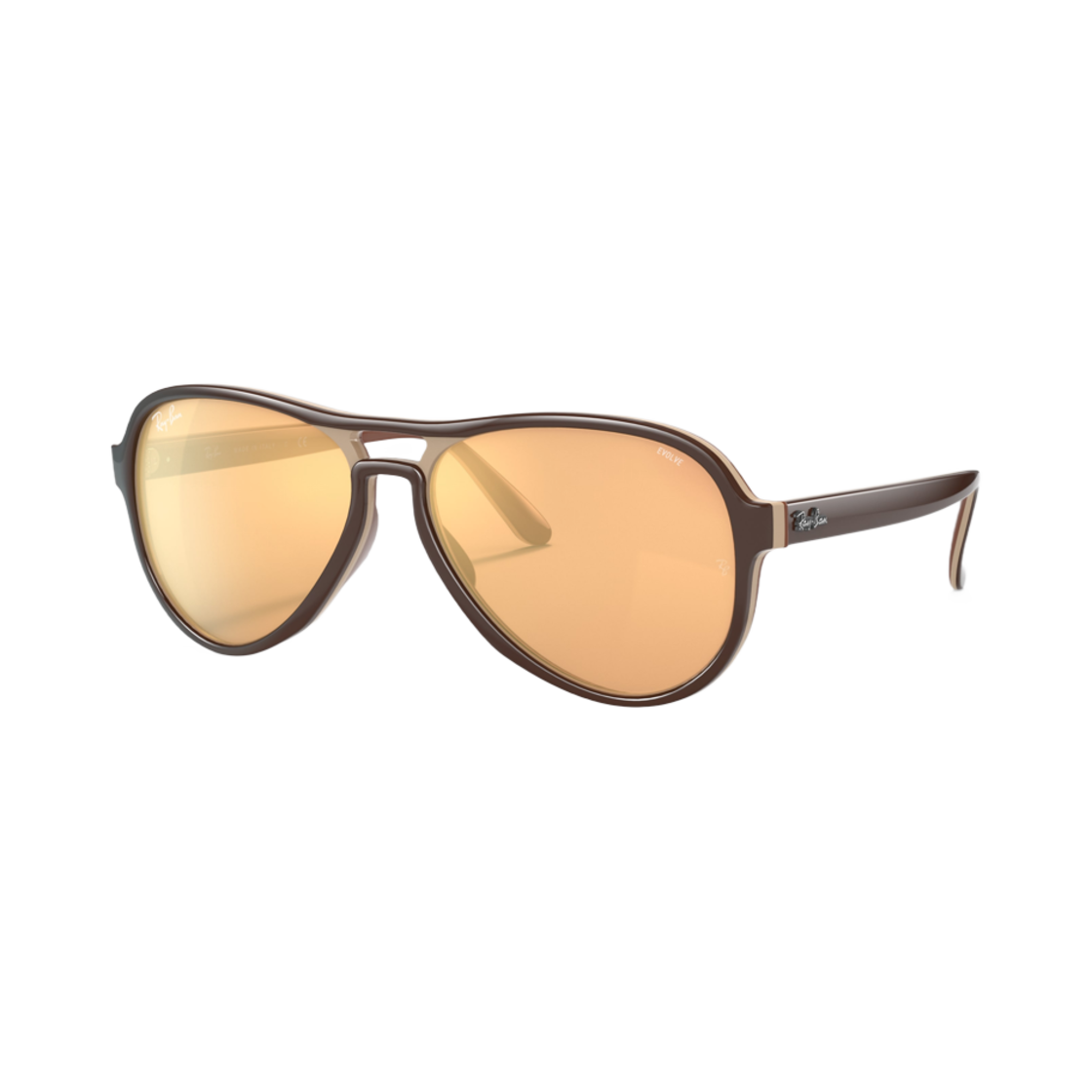 레이밴 폴리쉬드 라이트 브라운 프레임 오렌지 포토크로믹 미러 렌즈 하이 브릿지 핏(Ray-Ban Polished Light Brown Frame Orange Photochromic Mirror Lenses High Bridge Fit) - 1