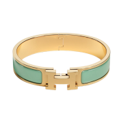 (W) Hermes Clic H Bracelet Gold & Aqua