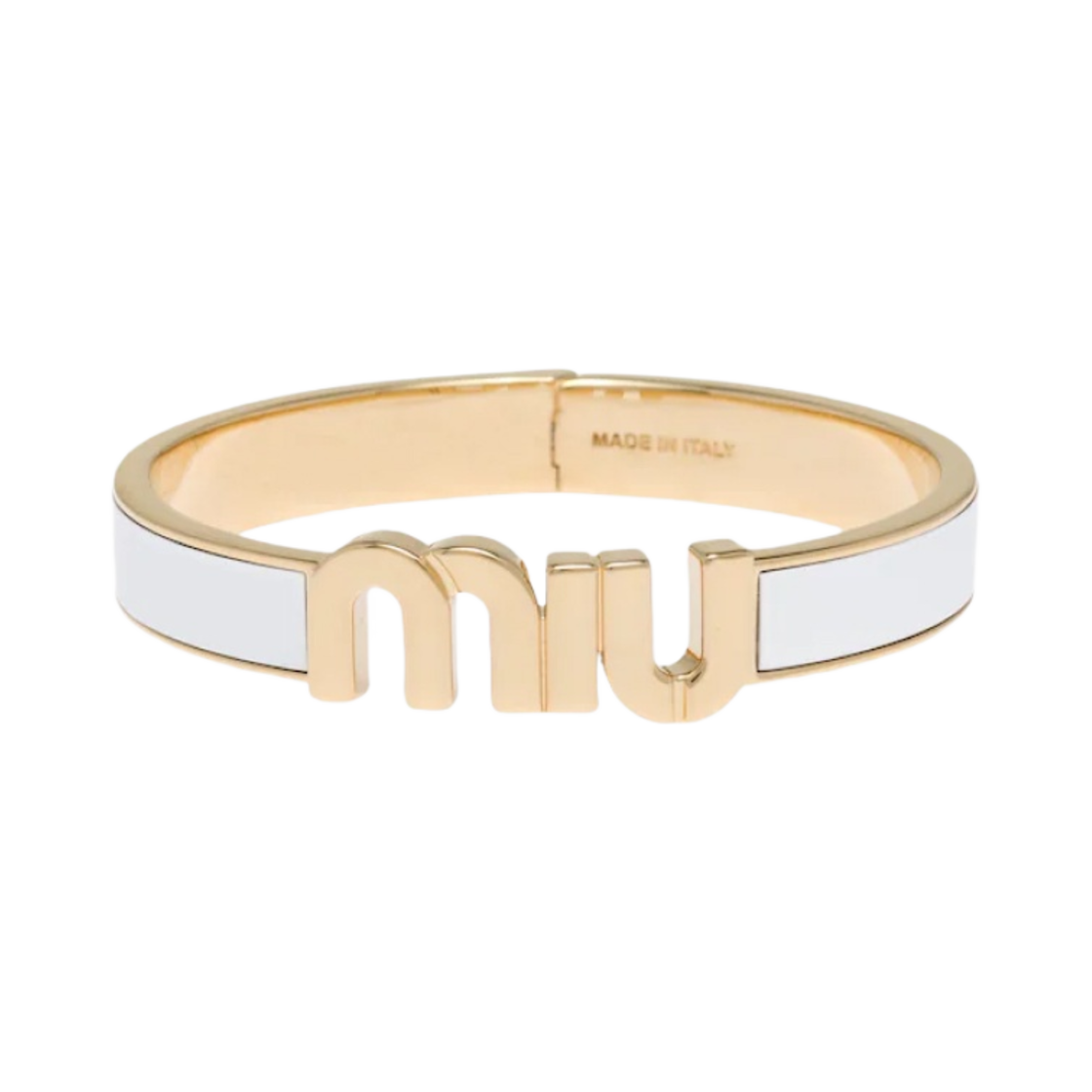 (W) 미우 미우 에나멜 메탈 브레이슬릿 화이트