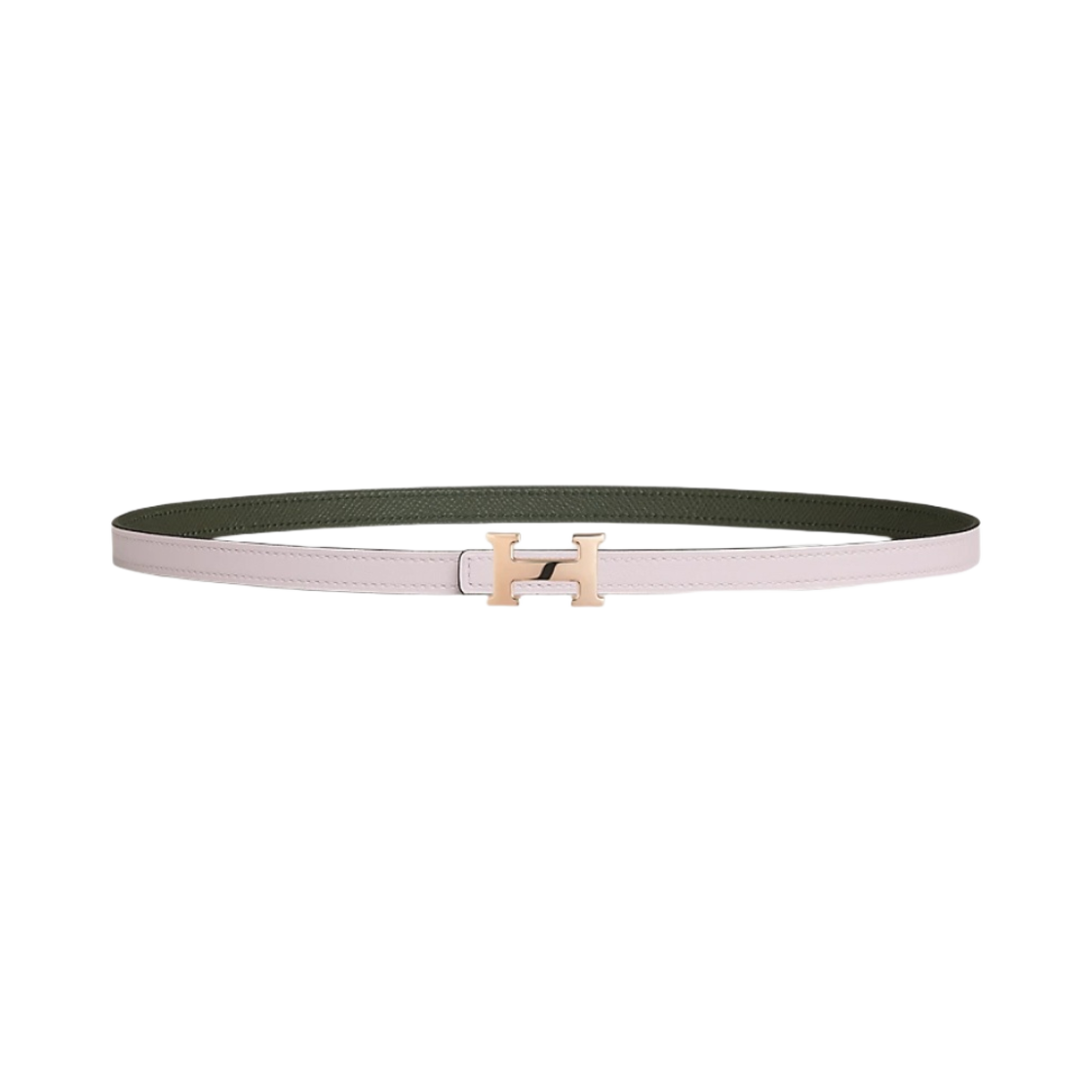 (W) 에르메스 미니 H 벨트 버클 & 리버서블 가죽 스트랩 13mm & 핑크 골드 모브 빨 베르 드 그리((W) Hermes Mini H Belt Buckle & Reversible Leather Strap 13mm & Pink Gold Mauve Pale Vert De Gris) - 1