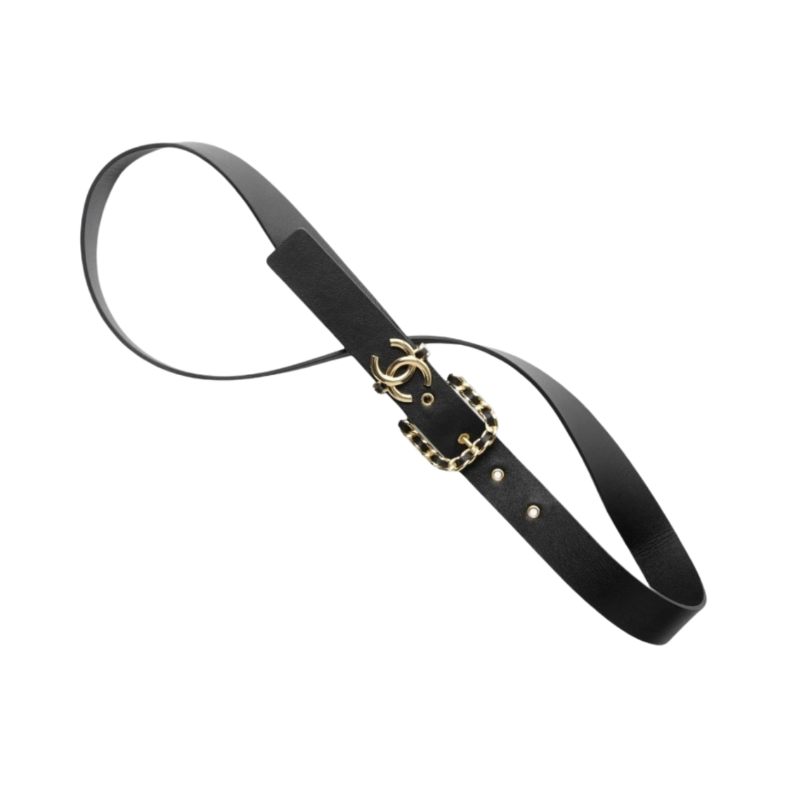 (W) 샤넬 벨트 카프스킨 & 골드 메탈 블랙((W) Chanel Belt Calfskin & Gold Black) - 1