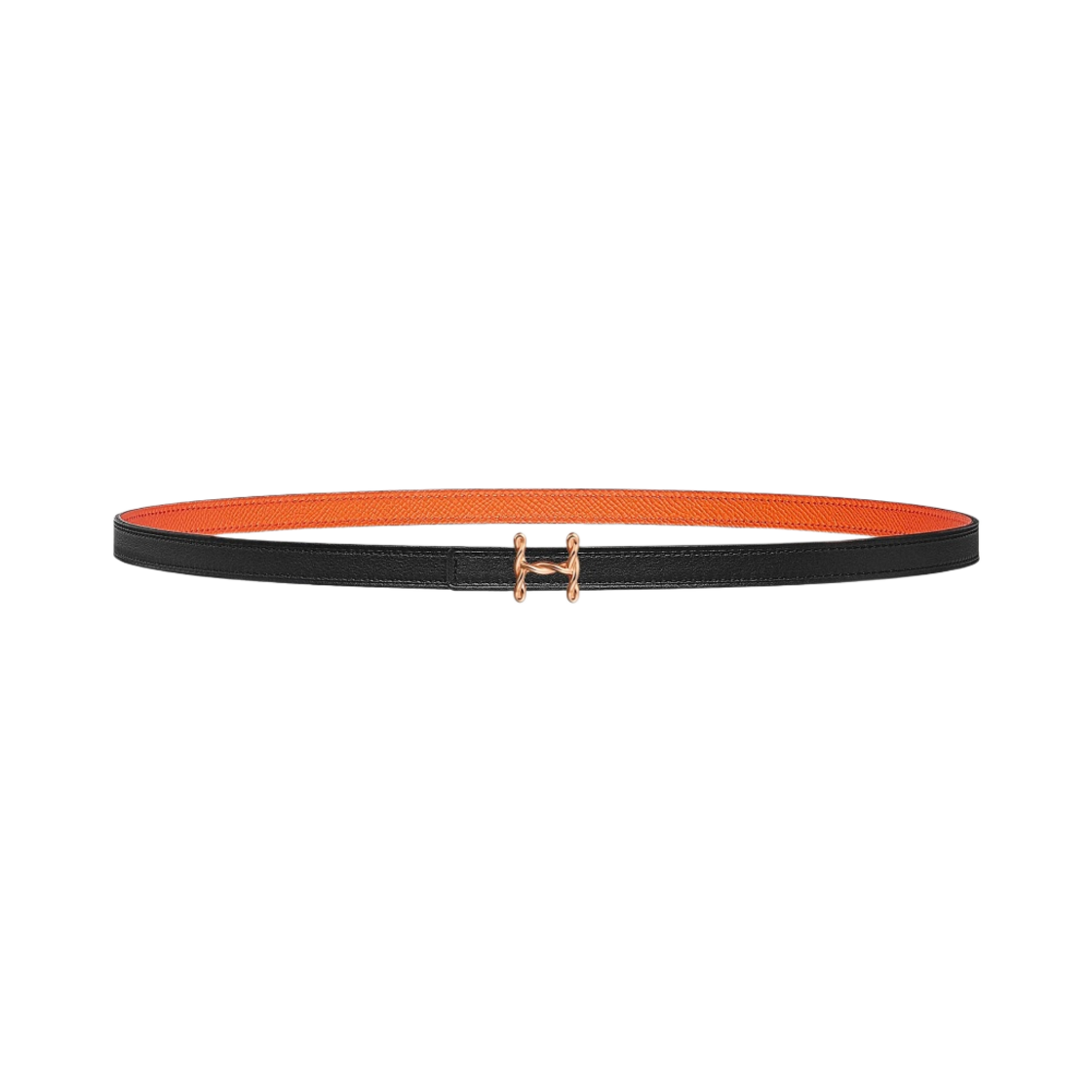 (W) 에르메스 H 토르사드 벨트 버클 & 리버서블 가죽 스트랩 13mm & 핑크 골드 누아 오랑쥬((W) Hermes H Torsade Belt Buckle & Reversible Leather Strap 13mm & Pink Gold Noir Orange) - 1