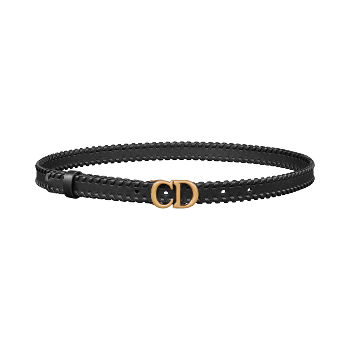 (W) 디올 20mm 새들 벨트 스무스 카프스킨 레더 탑스티칭 블랙((W) Dior 20mm Saddle Belt Smooth Calfskin with Leather Topstitching Black) - 1