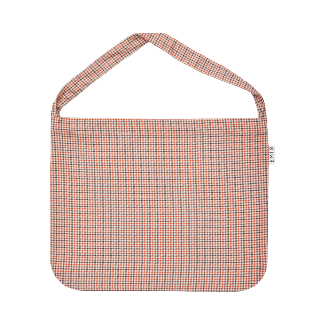 이미스 체크 패턴 코듀로이 에코백 오렌지 브라운(Emis Check Pattern Corduroy Eco Bag Orange Brown) - 1