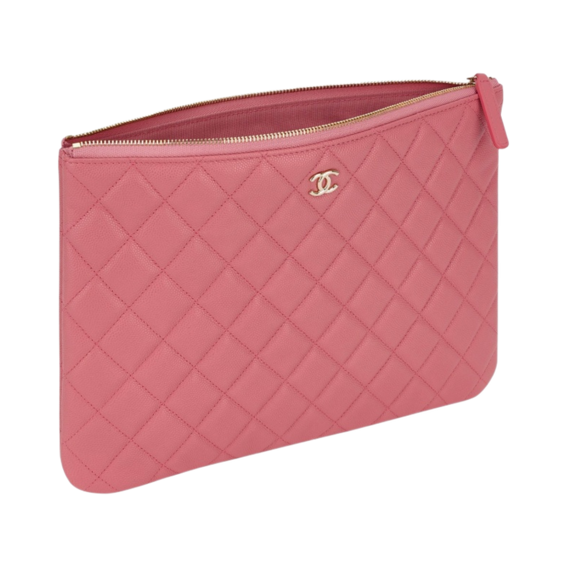 샤넬 클래식 미디움 케이스 그레인드 카프스킨 & 골드 메탈 핑크(Chanel Medium Classic Pouch Grained Calfskin & Gold Pink) - 2