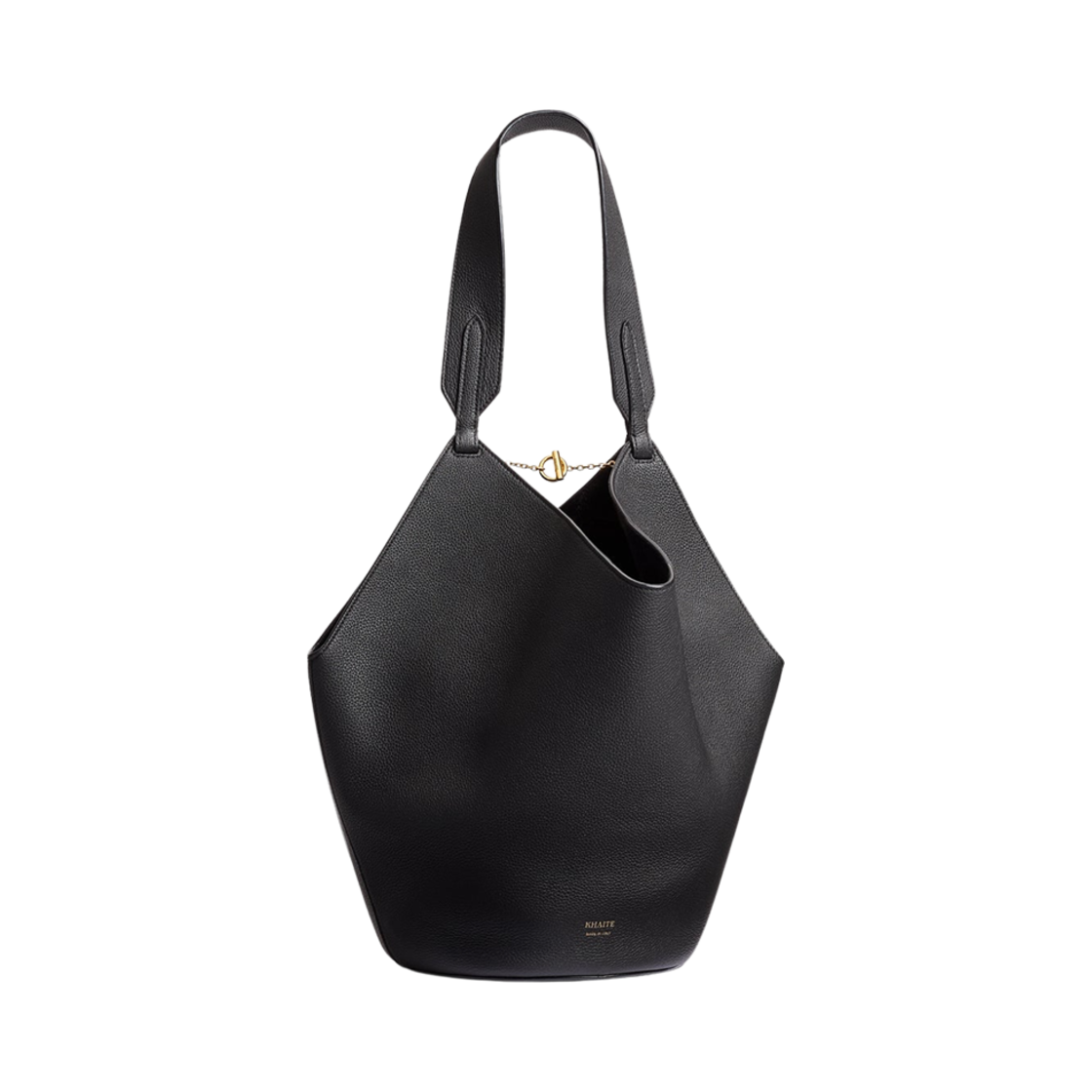 H2043-914-200 Khaite Small Lotus Pebbled Leather Tote Bag Black