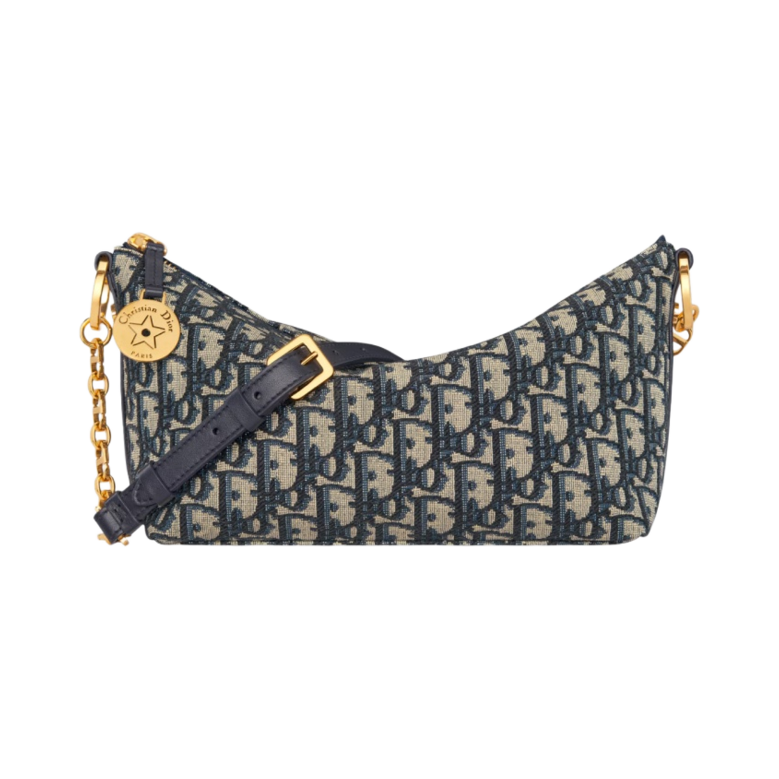 디올 디올스타 체인 호보 백 오블리크 자카드 블루