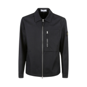 Stone Island 11103 Cotton Nylon Drill Overshirt with Zip Fastening Black - 24FW