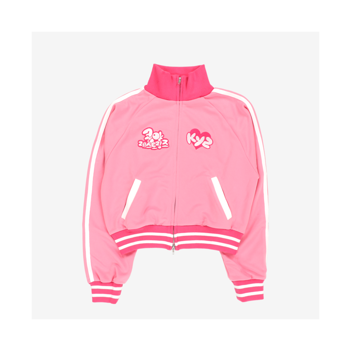 쿵야 레스토랑즈 X 스핀즈 크롭 저지 집업 핑크(Koongya Restaurantz X SPINNS Crop Zip-up Jersey Pink)