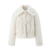 BEMUSE MANSION Toggle Fur Jacket Ivory