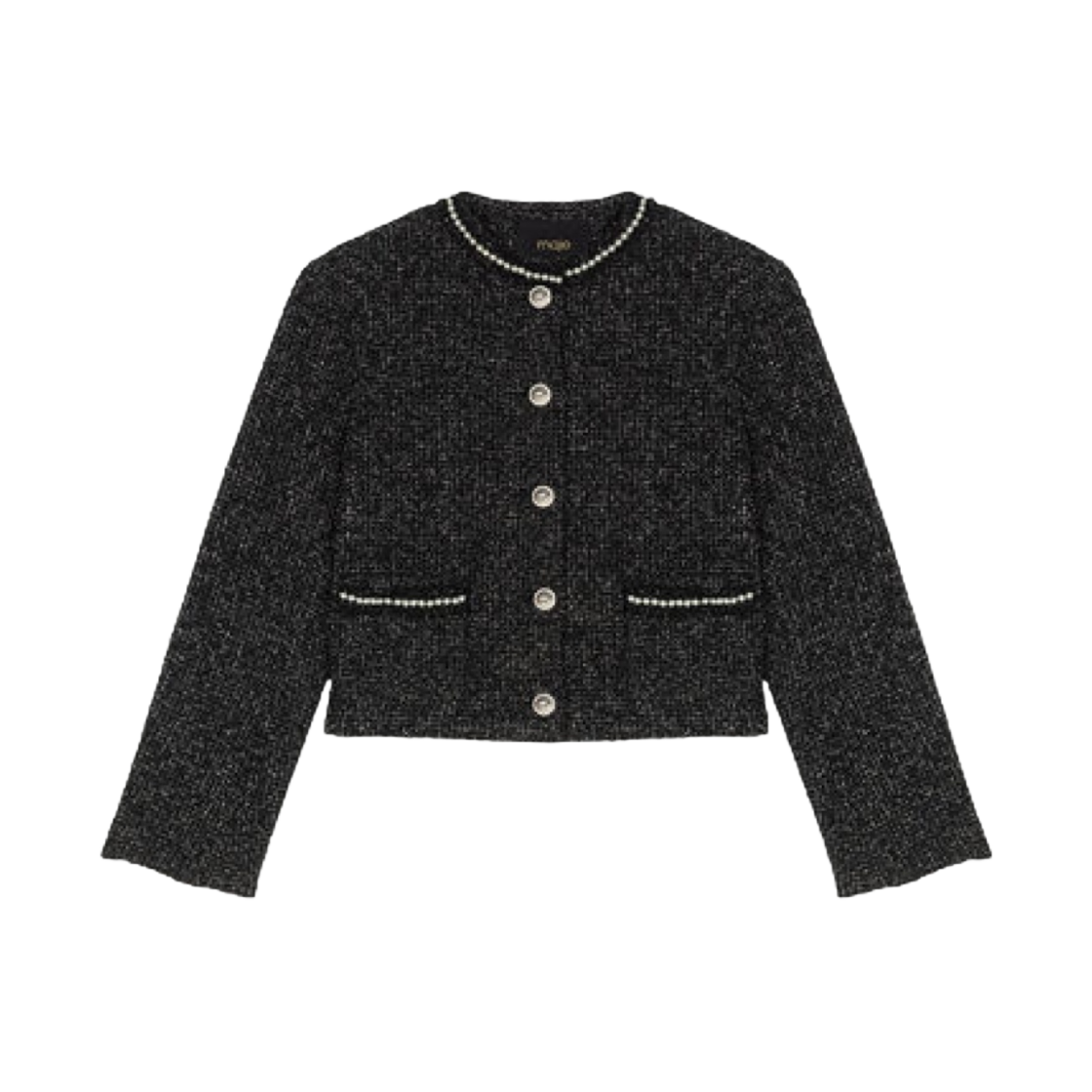 (W) 마쥬 숏 비디드 자켓 블랙((W) Maje Short Beaded Jacket Black)