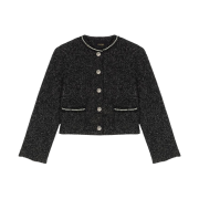 (W) Maje Short Beaded Jacket Black