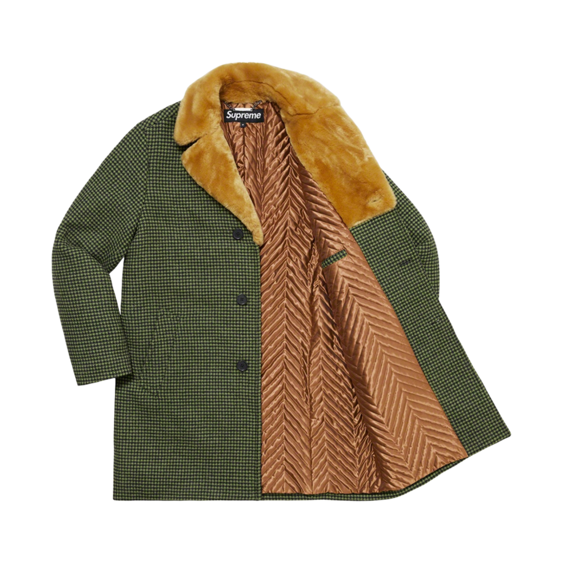 슈프림 퍼 칼라 카 코트 그린 하운드투스 - 22FW(Supreme Fur Collar Car Coat Green Houndstooth - 22FW) - 2