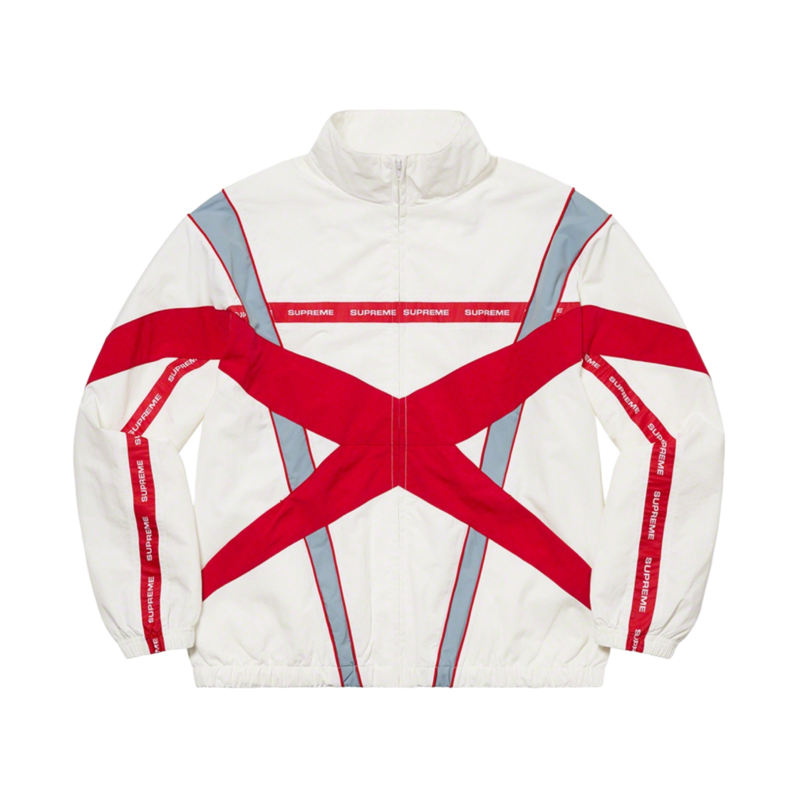- Supreme Cross Paneled Track Jacket White - 21SS