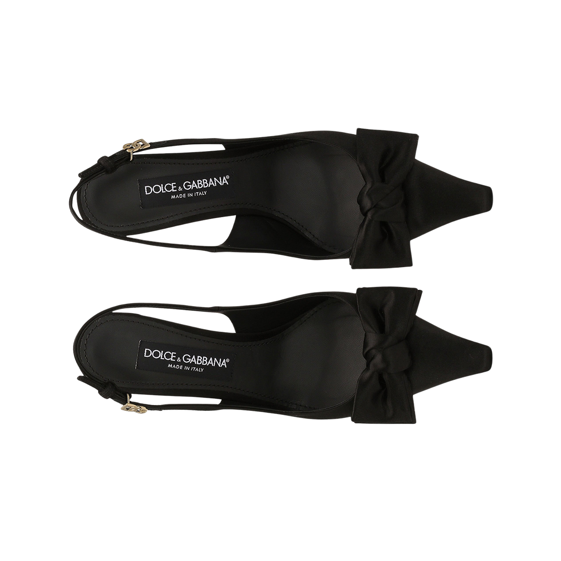 (W) 돌체 앤 가바나 사틴 보우 디테일 슬링백 블랙((W) Dolce & Gabbana Satin Slingbacks with Bow Detail Black) - 2