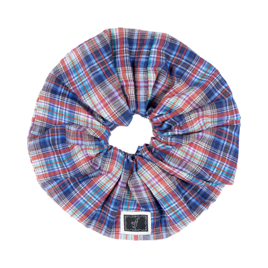 25SSSHRCSBBLFF Nff Check Scrunchie Big Blue