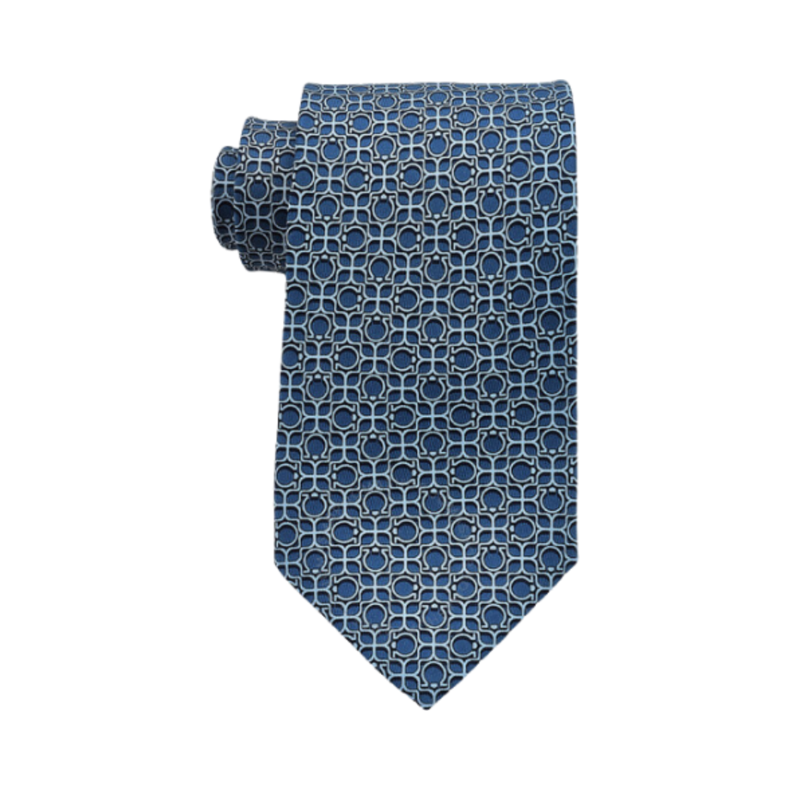 350949-768552 Ferragamo Gancini Silk Tie Blue