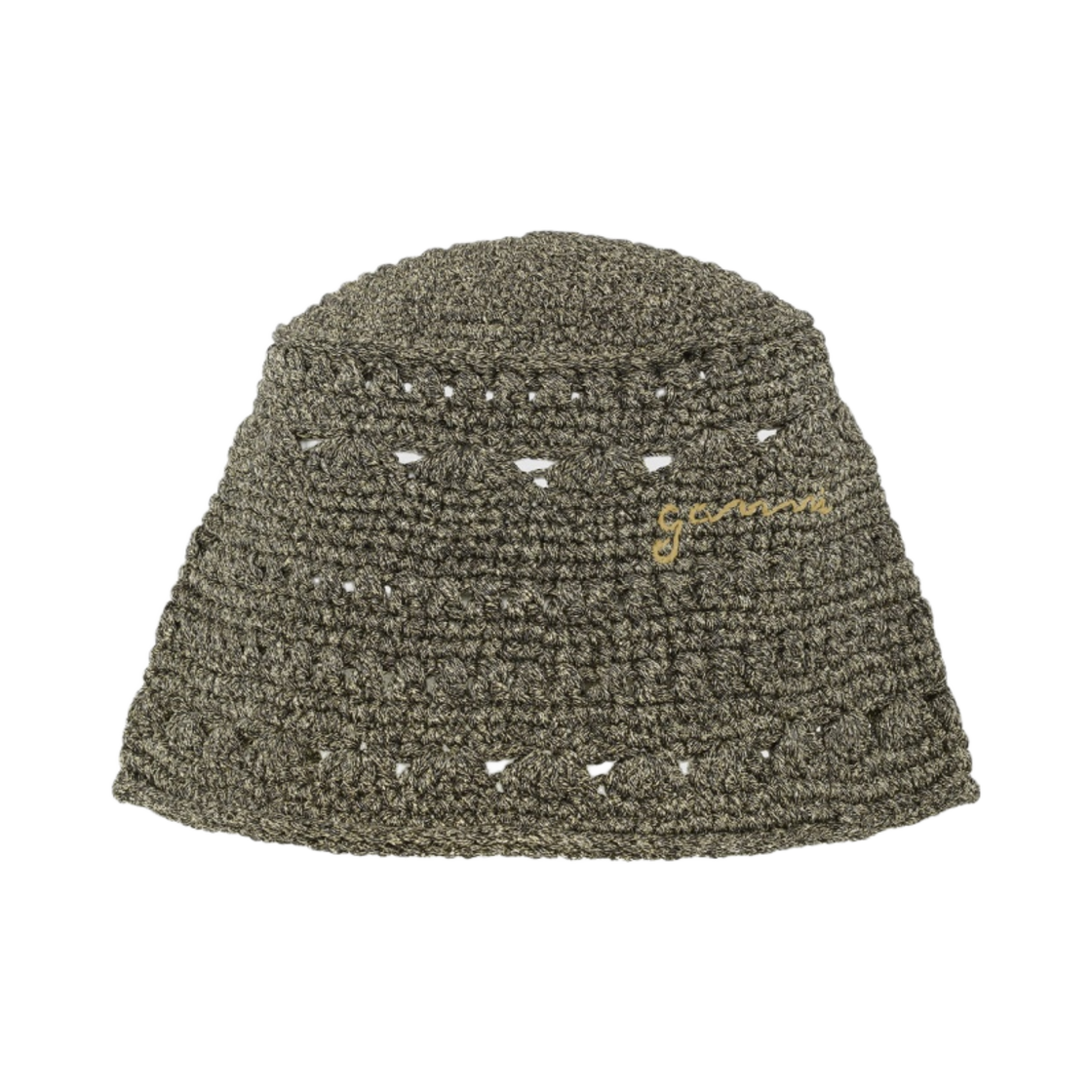 A5088-099 (W) GanniMetallic Crochet Bucket Hat Black