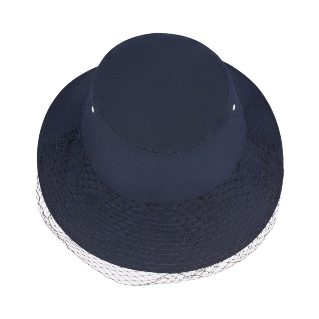 (W) 디올 테디 D 라지 스몰 클로시 버킷햇 베일 블루 코튼 블렌드((W) Dior Teddy D Large Brim Bucket Hat Veil Blue Cotton Blend) - 1