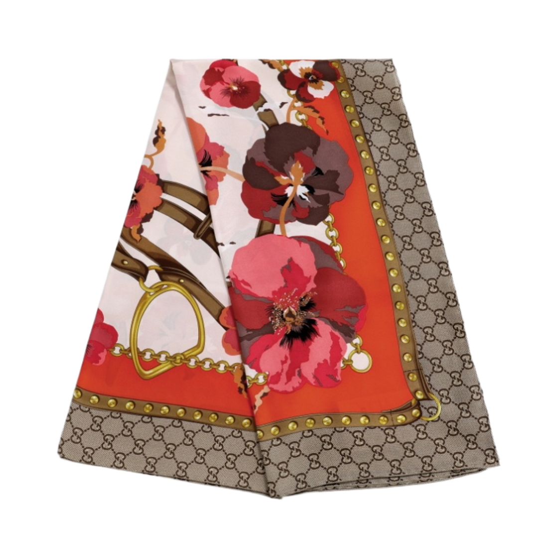 美品 GUCCI リボンスカーフ GG オレンジ 美品 GUCCI リボンスカーフ GG オレンジ グッチスカーフの