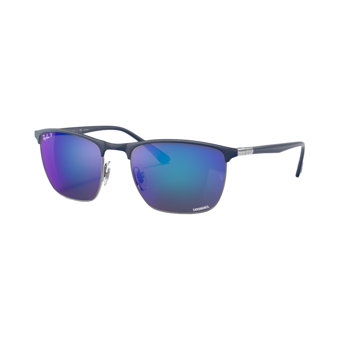 레이밴 RB3686 폴리쉬드 블루 온 건 프레임 블루 크로맨스 렌즈(Ray-Ban RB3686 Polished Blue On Gunmetal Frame Blue Chromance Lenses) - 1
