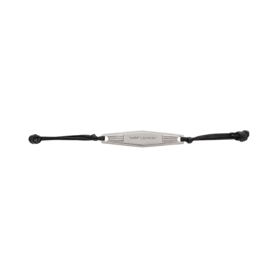 생로랑 태그 비치 브레이슬릿 레더 앤 메탈 블랙 앤 옥시다이즈드 니켈(Saint Laurent Tag Beach Bracelet In Leather And Metal Black And Oxidized Nickel) - 1