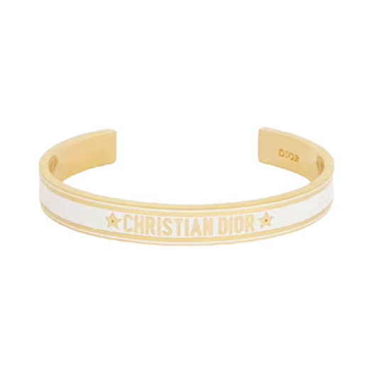 (W) Dior Code Bangle Gold Finish Metal & White Lacquer